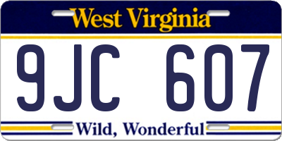 WV license plate 9JC607