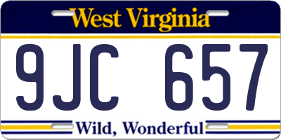 WV license plate 9JC657