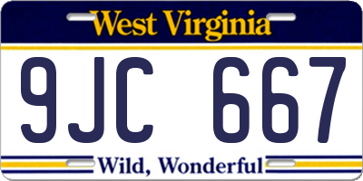 WV license plate 9JC667
