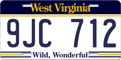 WV license plate 9JC712