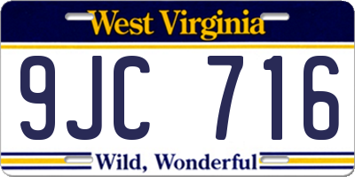 WV license plate 9JC716