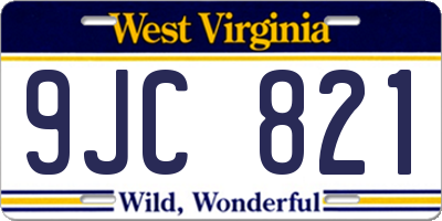 WV license plate 9JC821