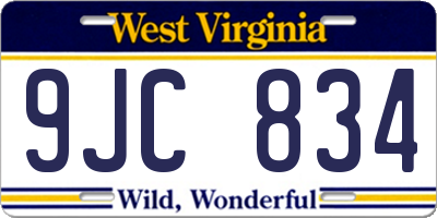WV license plate 9JC834