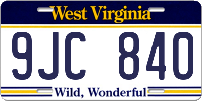 WV license plate 9JC840