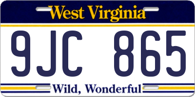 WV license plate 9JC865