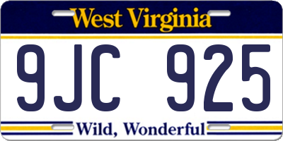 WV license plate 9JC925