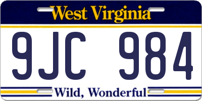 WV license plate 9JC984
