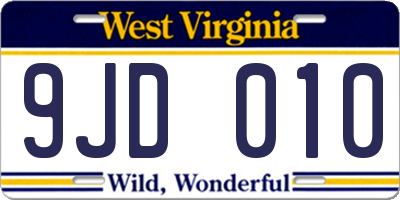 WV license plate 9JD010