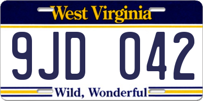 WV license plate 9JD042
