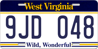 WV license plate 9JD048