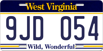 WV license plate 9JD054