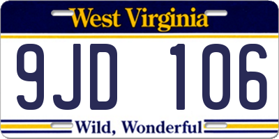 WV license plate 9JD106
