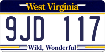 WV license plate 9JD117