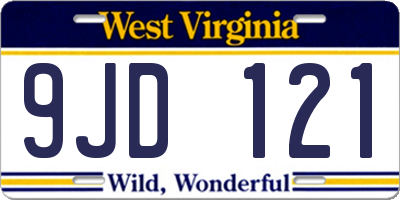 WV license plate 9JD121