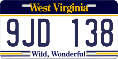 WV license plate 9JD138