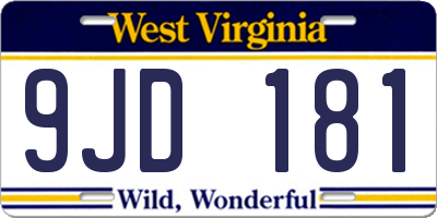 WV license plate 9JD181