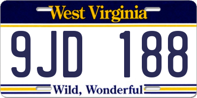 WV license plate 9JD188