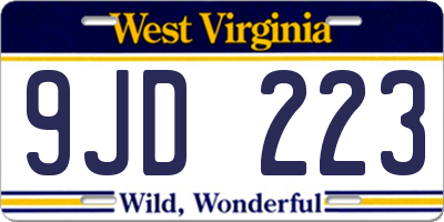 WV license plate 9JD223