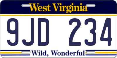 WV license plate 9JD234