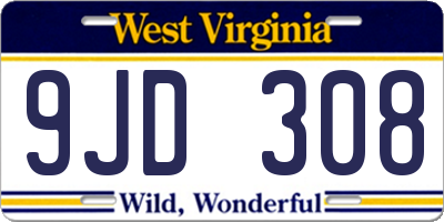WV license plate 9JD308
