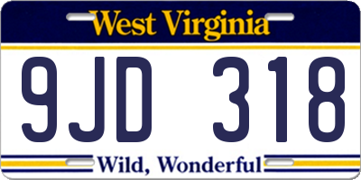 WV license plate 9JD318