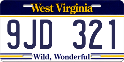 WV license plate 9JD321