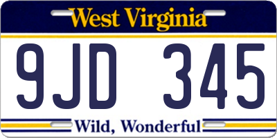 WV license plate 9JD345