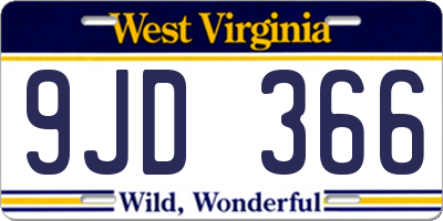 WV license plate 9JD366
