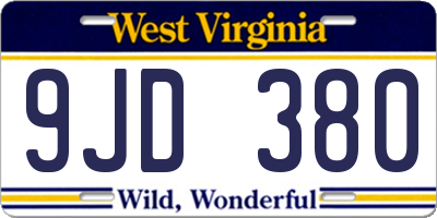 WV license plate 9JD380