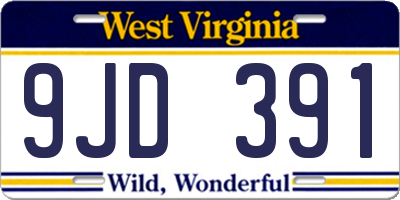 WV license plate 9JD391