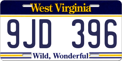 WV license plate 9JD396