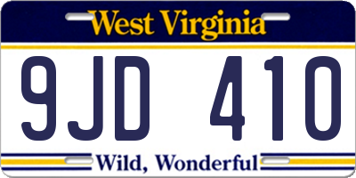 WV license plate 9JD410