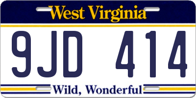 WV license plate 9JD414