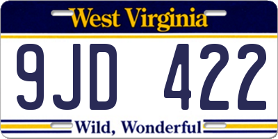 WV license plate 9JD422