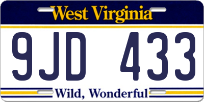 WV license plate 9JD433