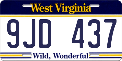 WV license plate 9JD437