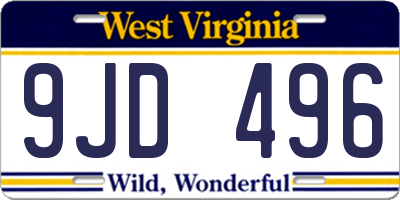 WV license plate 9JD496