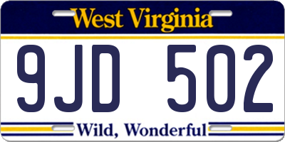 WV license plate 9JD502