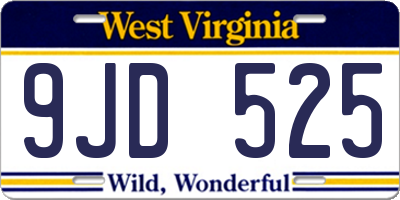WV license plate 9JD525