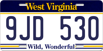 WV license plate 9JD530