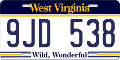 WV license plate 9JD538