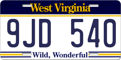 WV license plate 9JD540