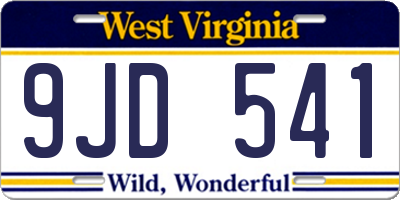 WV license plate 9JD541