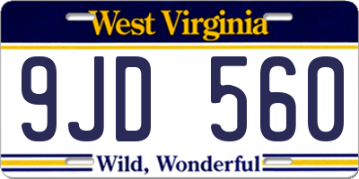 WV license plate 9JD560