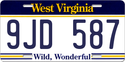 WV license plate 9JD587