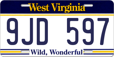 WV license plate 9JD597
