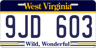 WV license plate 9JD603