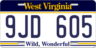 WV license plate 9JD605