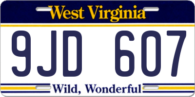 WV license plate 9JD607