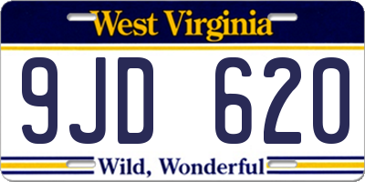 WV license plate 9JD620